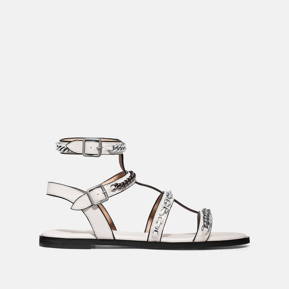 Coach Haddie gladiator sandals white and silver 5.5